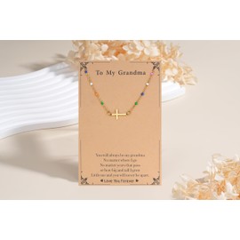 Dkodfi Grandma Christmas Birthday Gifts,Christian Gifts for Best Grandmother cross necklace(Grandma)