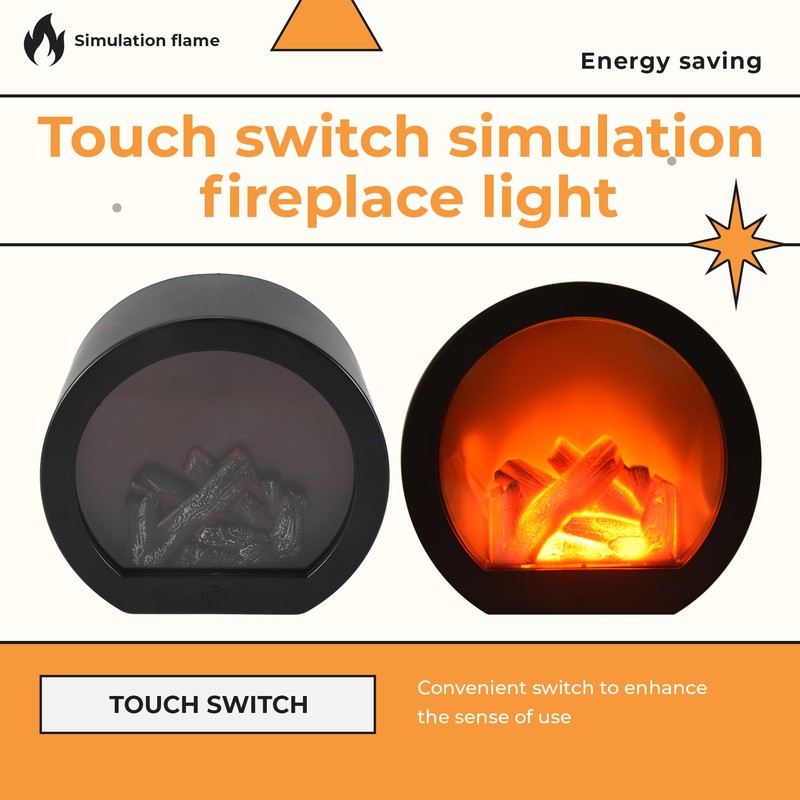 Peakloong Flameless LED Fireplace Lantern Simulation LED Table Fireplace LED