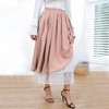 Women's Renaissance Skirts Double-Layer Maxi Long Skirt （Pink，L）