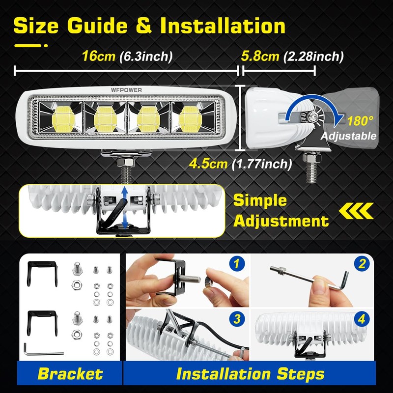 WFPOWER LED Spreader Lights for Boat, 6.3inch 2 Pack 72W