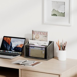 GTCJION Mail Organizer, Mail Organizer Wall Mounted with 3 Slots, Mail Organizer Countertop Desk, Mail Holder for Home Office, Mail Sorter Office Accessories Organizer for File Letter Paper Folder