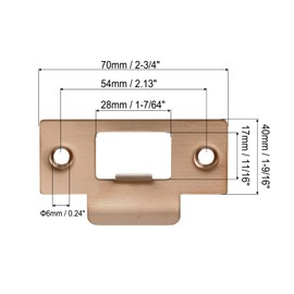 PATIKIL 2pcs 70mm Door Lock Strike Plate Stainless T-Strike Deadbolt Strike Plate Door Back Plate with Screws for Indoor Outdoor Doors Large Hole Rose Gold