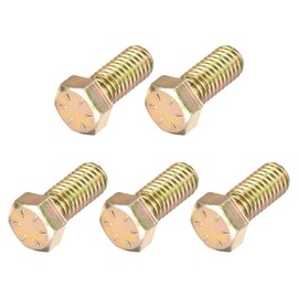 METALLIXITY Hex Bolts (7/16-14x1") 5Pcs, Carbon Steel Zinc Plated Fully Threaded UNC Hex Head Screw Bolt Machine Screws - for Furniture Repair, Yellow