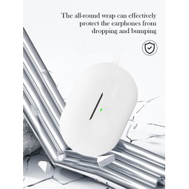 Case for SoundPeats PearlClip True Wireless Bluetooth Earphones,Soft Protective,BOVUGAC Silicone Case Cover with Keychain & Cleaning Kit & Lanyard for SoundPeats PearlClip Earbuds-White