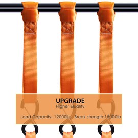 JCHL - Correas de amarre suaves (4 unidades), 12 libras, fuerza máxima de 18 x 1.7 pulgadas, amarres de motocicleta resistentes para uso con correa de carraca, remolque seguro de motocicletas, kayak,