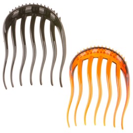 Hair Comb Pack of 2 Plastic Side Hair Twist Comb French Twist Comb Hair Clips with Teeth for Hair Styling Accessories for Women and Girls (Black & Brown)