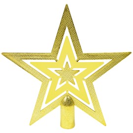 Gold Star Tree Topper Plastic Christmas Tree Topper Glittered Gold Christmas Tree Star for Top of Christmas Tree Ornament Christmas Party Decorations 7.2 Inch
