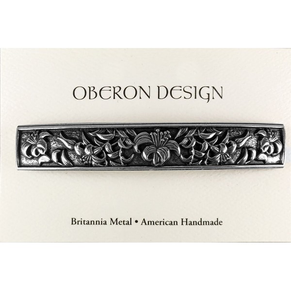 Lily Hair Clip - Large Hand Crafted Metal Barrette Made in the USA with imported French Clips By Oberon Design ¦