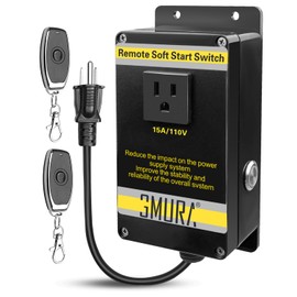 110V Automatic Vacuum Switch, Wireless Remote Control Outlet for Dust Collector Table Saw Power Tools, Soft Start Switch with 2 Controllers, 1800W 15A 60Hz