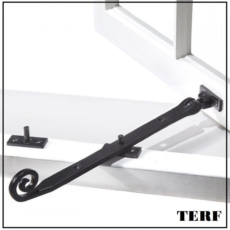 TERF®250mm Heavy Duty Antique Black Window Casement Stay Spoon Style