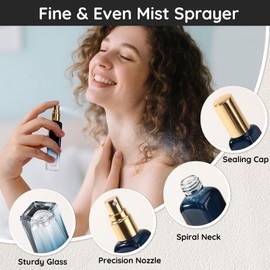 Segbeauty 0.5oz Travel Glass Perfume Bottles, 2 Packs Mini Perfume Atomizer, 15ml Refillable Cologne Sprayer Bottles, Empty Spray Bottle for Fragrance, Portable Cologne Making Kit for Travel