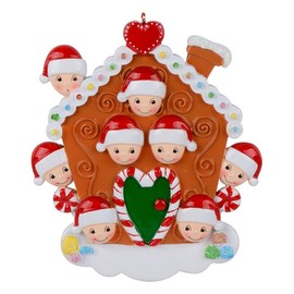 MAXORA Adorno de Navidad personalizado para casa de jengibre, familia de 8 unidades, decoración de árbol de Navidad personalizada para padres, abuelos, nietos