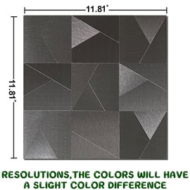 YMMXGE 7-Sheet Peel and Stick Metal Backsplash for Kitchen, Self Adhesive Aluminum Mosaic 3D Wall Sticker Panel 11.81"x11.81"x0.12" (7, Light Gray)