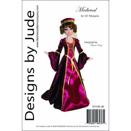 Designs byJude Medieval Gown Doll Clothes Sewing Pattern for 16" Ellowyne Wilde Dolls Tonner