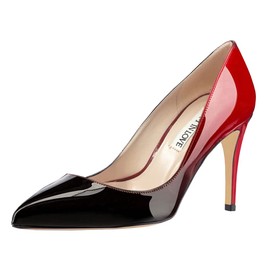 JOY IN LOVE Women's Pumps Shoes 3.5" High Heels Pointy Toe Stiletto Pumps Red Black 8US