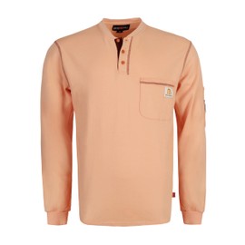 BOCOMAL FR Shirts Flame Resistant Long Sleeve Fire Retardant Henley Shirts - Pink, NFPA2112/CAT2, 7oz