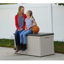 LIFETIME 60186 Heavy-Duty Outdoor Storage Deck Box, 116 Gallon, Desert Sand/Brown