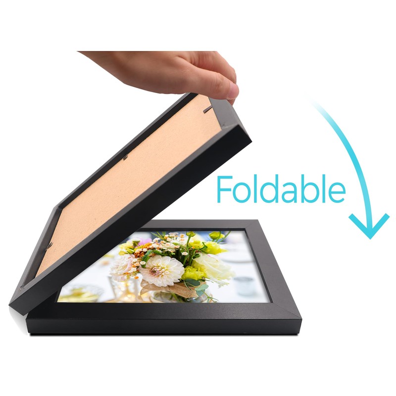 JD Concept Double 4x6 Horizontal Combo, Black Wood Picture Frame,