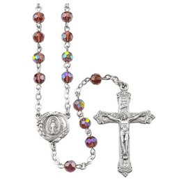 Amethyst Crystal Aurora Borealis Rosary with a Deluxe Center and Crucifix