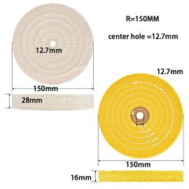 QZATACAEN 150 mm Buffing Polishing Wheels for Bench Grinder White (60 Ply) & Yellow (42 Ply) Buffing Wheel for Bench Buffer Polisher with 12.7 mm Arbor Hole 2 Pieces