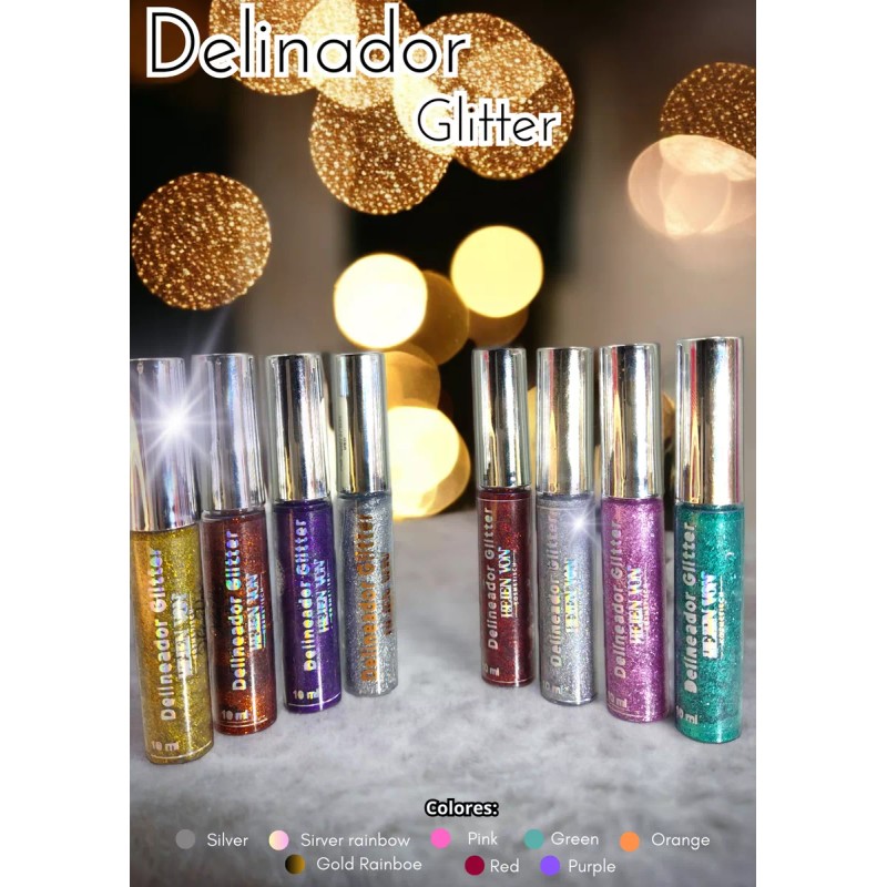 Helen Von Kosmetisch Delineador Glitter Brocha Paquete 8 Pzas Colores