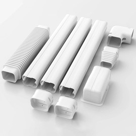 3" 12.5Ft Mini Split Line Set Cover, PVC Ductless Air Conditioner Decorative Pipe, Pump Covers, AC Line Cover Kit, for Outside Units Air Conditioners & Heat Pumps, All In One Set