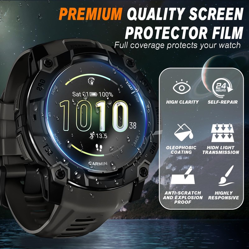 8 Packs Compatible for Garmin Instinct 3 50mm Screen Protector,Advanced