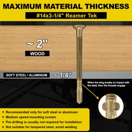 FMhotu #14 x 3-1/4" Trailer Deck Screws, Self-Drilling Screws for Wood Metal, 161Pcs T30 Star Bits Reamer Tek Screws for Trailers, for Attaching Wood to Steel