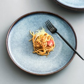 UNICASA Ceramic Large Dinner Plates - 11 Inch Dessert, Salad Plate Set of 4 for Steak, Pasta, Dinnerware Sets, Scratch Resistant - Porcelain Serving Dishes, Dishwasher, Microwave & Oven Safe (Blue)