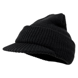 Made in USA, Government Issue 100% Wool Beanie Cap - Black