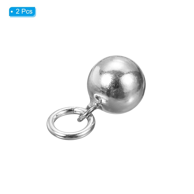 PATIKIL 2pcs Silver Beads Embellished 6mm Silver Ball Pendant Decoration