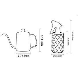 OFFIDIX Watering Can for Indoor Plants,Long Spout Metal Stainless Steel 21 oz Watering Can with 14 oz Glass Plant Mister Spray Bottle for Plant Bonsai