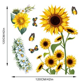 WOHAHA Sunflower Wall Stickers Yellow Large Flowering Plants Butterfly Wall Decals Blue Daisy Girls Kids Bedroom Playroom Wall Decor Art Murals Removable Peel and Stick