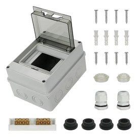Surface-Mounted Distribution Box, Fuse Box, Small Distribution Box, Rn 5 (N+PE), AP 5 Modules, Surface-Mounted Wet Room Distributor, IP65 Waterproof, with Mounting Tool for Garden or Outdoor Use