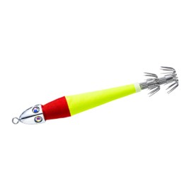 DUEL YO-ZURI Four-Eyed Lead Squid Jig, No. 15 (2.0 oz (56 g)), FRY:07 (Flash Red Yellow)