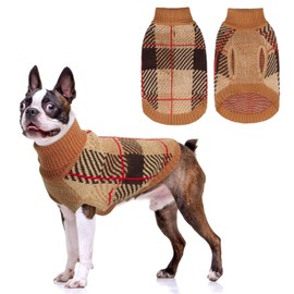 BEAUTYZOO Knitted Pullover Dog Sweater for Small Medium Dogs Puppy Girls Boys,Turtleneck Dog Clothes Cat Sweater, Fall/Winter Warm Soft Apparel,Cold Weather Knitwear with Leash Hole,Chihuahuas,Yorkie