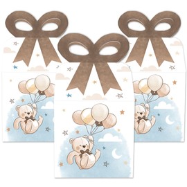 Big Dot of Happiness We Can Bearly Wait - Square Favor Gift Boxes - Teddy Bear Baby Shower Bow Boxes - Set of 12