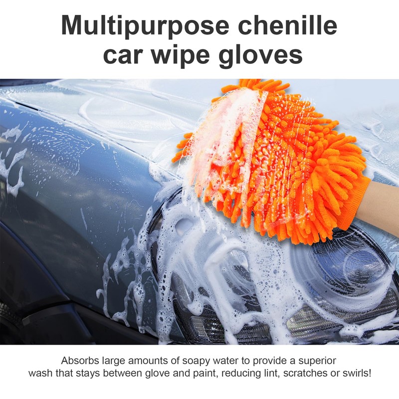 Ziciner Premium Microfiber Wash Mitt, Soft Scratch-Free Double-Sided Chenille Washing