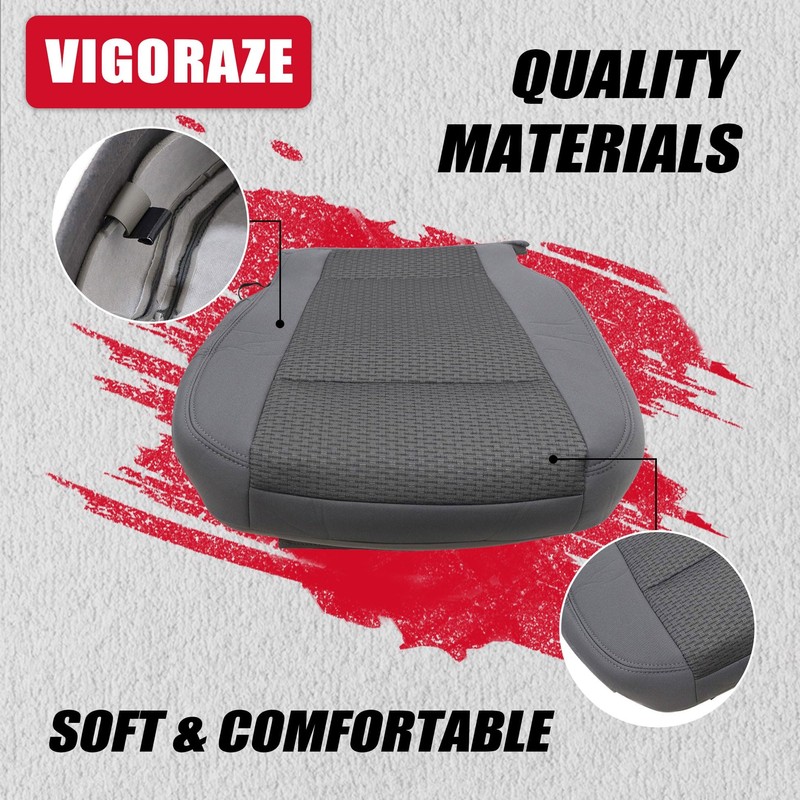 Vigoraze Front Driver Side Bottom Cloth Seat Cover Gray &