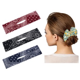 3Pcs Soft Deft Bun for Hair, Magic Hair Deft Bun Maker Bandana Hair Bands for Women French Twist Hairstyle Bun Tool Reusable Bun for Hair Clip (Paisy G)
