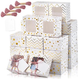 Kposiya 30pcs Christmas Cookie Boxes for Gift Giving 6x6x3in White Bakery Boxes with