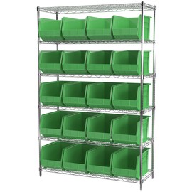 Akro-Mils 30260 AkroBins Plastic Storage Bins, Space-Saving Stackable Bins, Garage Organization Bins, Closet, Classroom Organization, Craft Storage, 18-Inch x 11-Inch x 10-Inch, Green, 6-Pack
