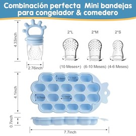 Chupon para Fruta, Chupete Complementario para Bebé 0 a 6 Meses, Bandejas Congeladoras para Comida de Bebé, Mordedor de Frutas y Verduras, Chupetes de