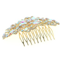 neXxtten Gold Tone Metal Hair Comb With Rhinestone H3943-GAB