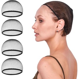 Cubierta para Pelucas, 4 Pcs Gorra de Red Transpirable y Elástica para Pelucas, Gorra de Peluca Ligera, Ligera y Natural, Lavable y Reutilizable, para Uso Diario, Halloween, Cosplay (B)
