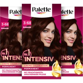 Palette Intensive Creme Colouration 3-68/878 Mahogany (3 x 115 ml), Permanent Hair Colour for Bright, Long-Lasting Colour Brilliance and 100% Grey Coverage