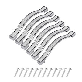 KanDery 6PCS Shiny Crystal Cabinet Handles, Glitter Drawer Pull Handles, Modern Cupboard Bow Pulls, Rhinestone Furniture Door Pull Handles, 160mm Hole Center