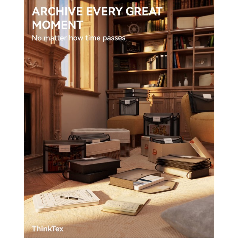 ThinkTex A4 Plastic File Folder,No-Divider 6cm Expansion Organiser,Labels & See-Through,Snap