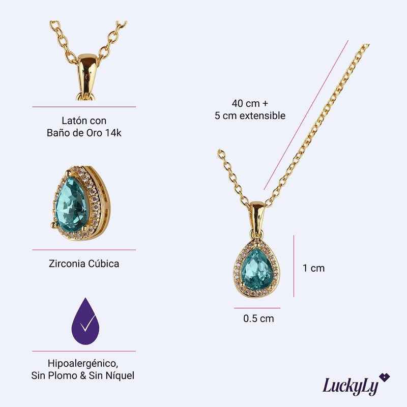 LuckyLy Collar para Mujer con Baño de Oro 14k, Cadena