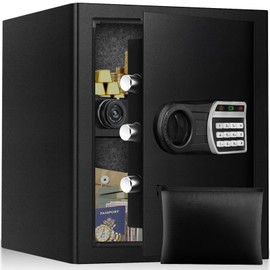 ToruKeep 2.5 Cuft Safe Box, Home Safes with Fireproof Waterproof Bag, Anti-Theft Safety Box with Digital Keypad, Smart Alert System, Spare Keys, Removable Shelf, LED Light, Personal Document Safe